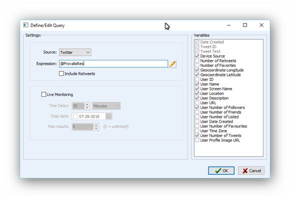Define-Edit Query Twitter