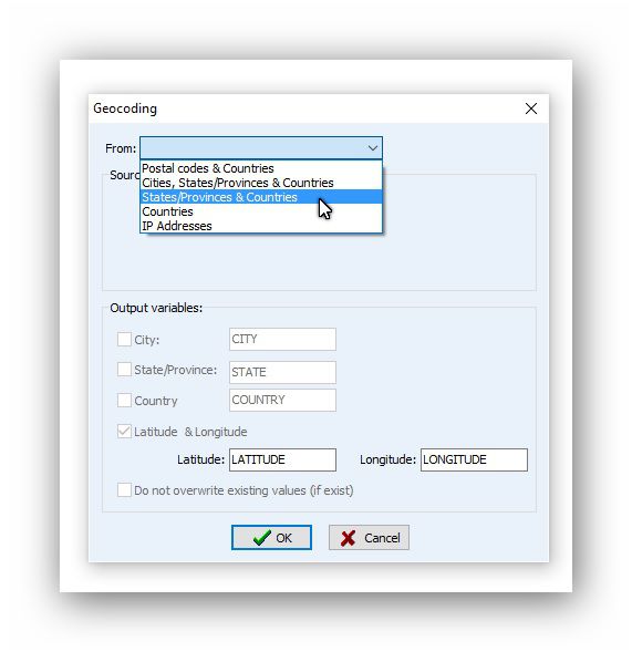 Gecoding select country
