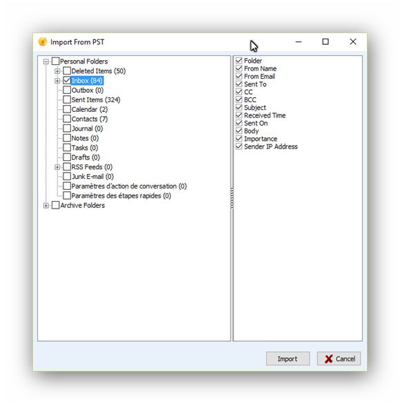 Select Outlook Fields
