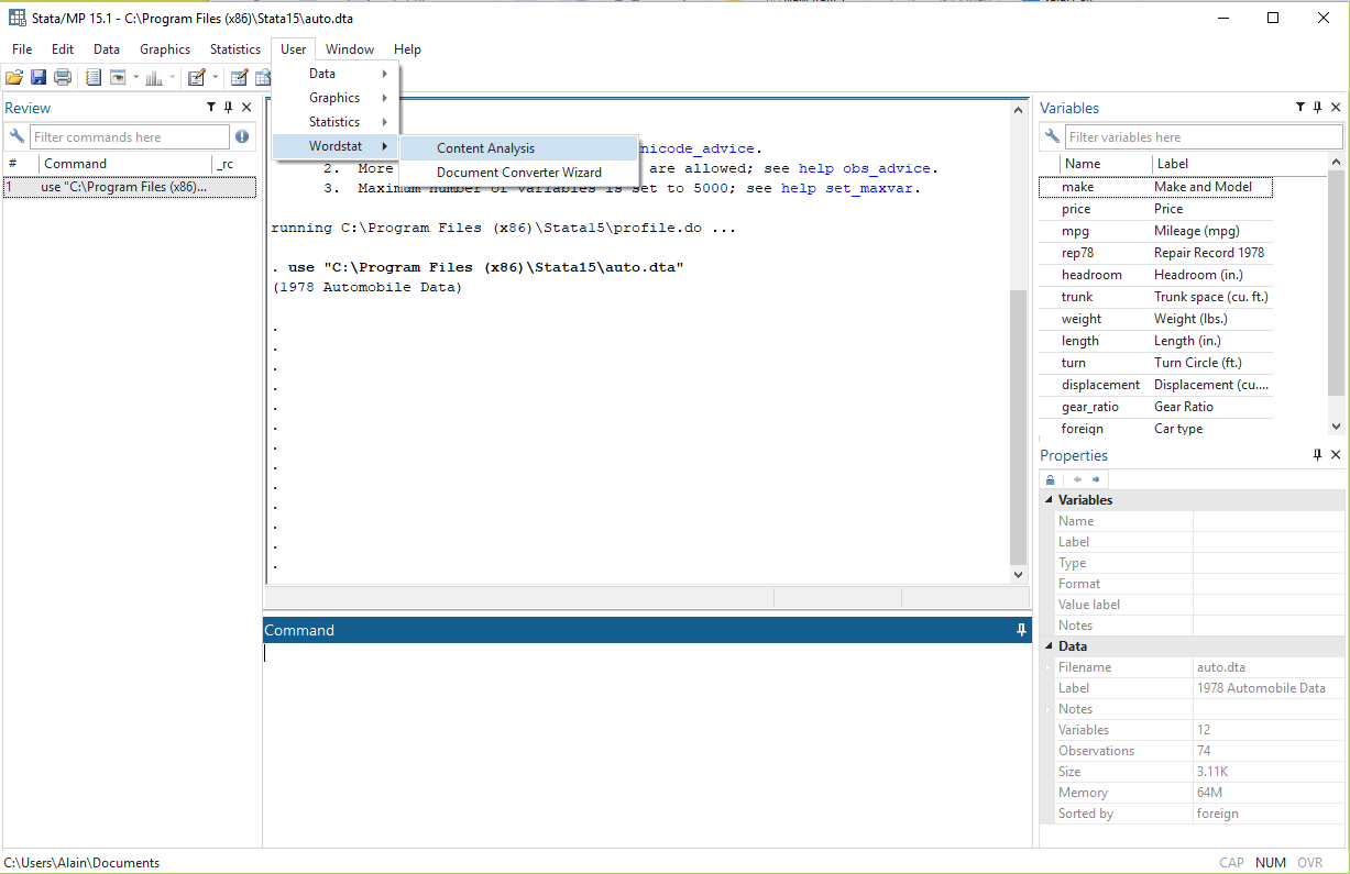Run WordStat from Stata