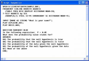 SimStat: Script, educational & multimedia features