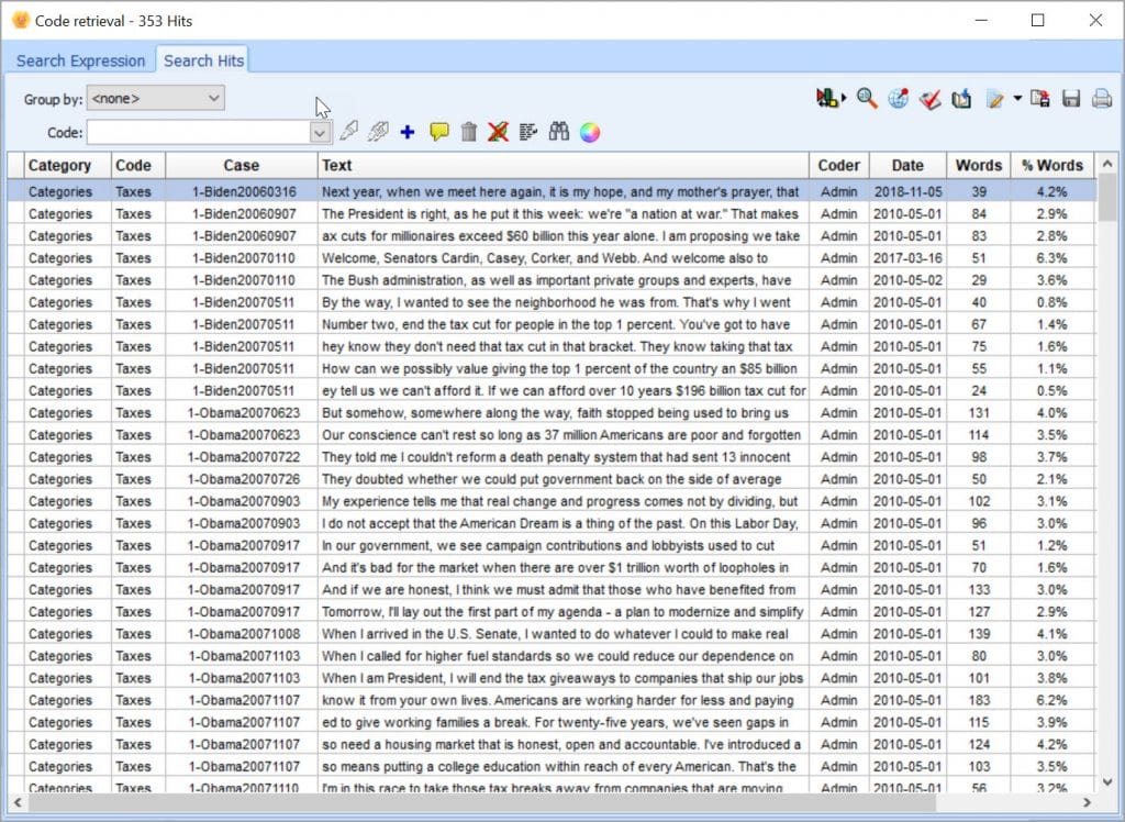 QDA Miner Coding Retrieval: Extract coded text segments associated with specific codes