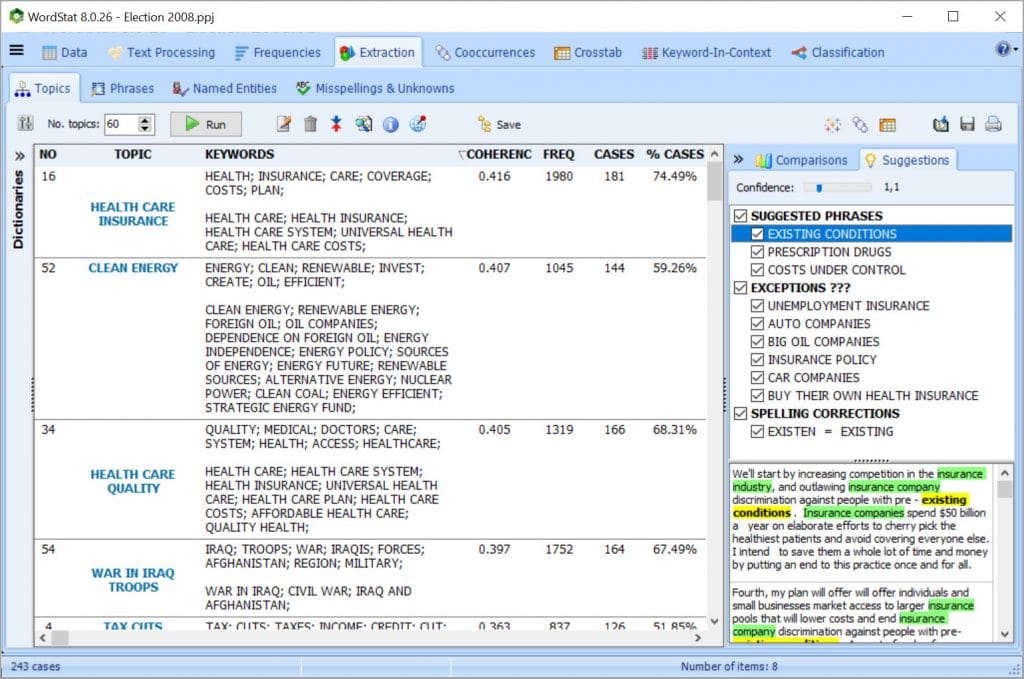 WordStat Topic Modeling: Extract the most salient topics