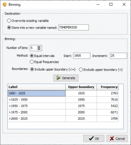 QDA Miner - Binning