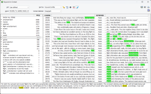 KWIC list with hilighted keywords
